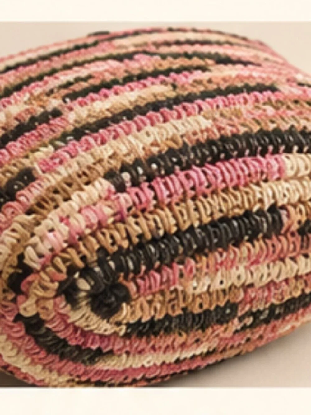 Striped Raffia Cynthia Rowley Tote Pink Black Straw Woven Summer Beach Market